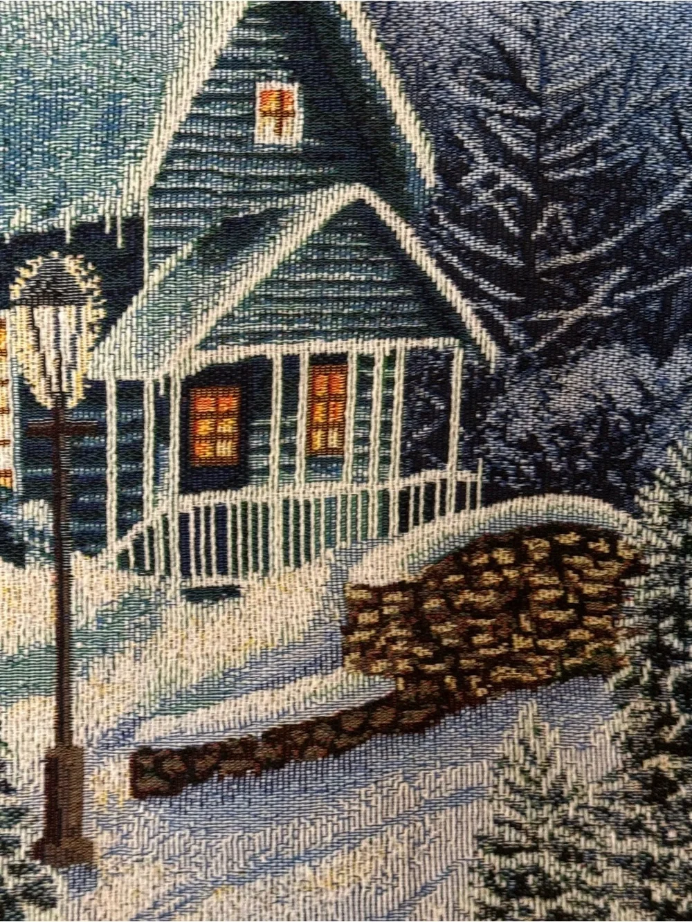 Winter‎ Cottage Holiday Tapestry Placemat Pair Rustic Kitchen Decor